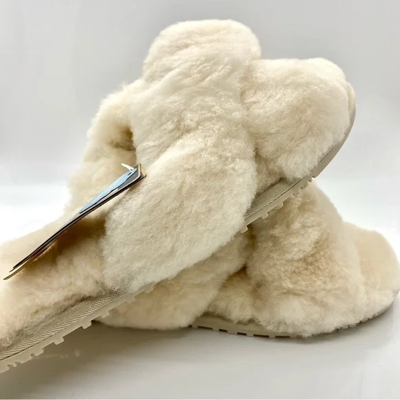 LAMO Sheepskin Alisa Cream Cross Slippers - Picture 2 of 10